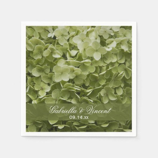 Serviette En Papier Vert Annabelle Hydrangea Mariage Floral (Devant)