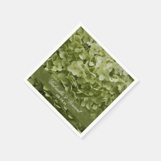 Serviette En Papier Vert Annabelle Hydrangea Mariage Floral (Coin)