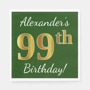 Serviette En Papier Vert, anniversaire d'or de Faux