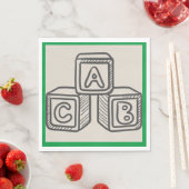Serviette En Papier Vert avec blocs Alphabet Baby shower déjeuner (En situation)
