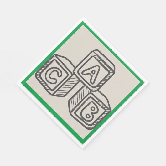 Serviette En Papier Vert avec blocs Alphabet Baby shower déjeuner (Coin)