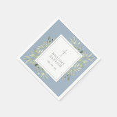 Serviette En Papier Vert Baptême Argent Baptême Baptême Bleu Dusty (Coin)