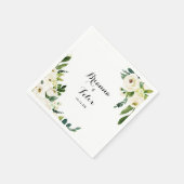 Serviette En Papier Vert Blanc Automne Floral Calligraphie Mariage (Coin)