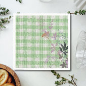 Serviette En Papier Vert Blanc Floral En vichy Plaid Country Farmhouse