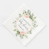 Serviette En Papier Vert blanc rose vif or floral élégant (Coin)