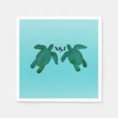 Serviette En Papier Vert bleu Aquarelle 2 Ocean Sea Turtles Mariage (Devant)