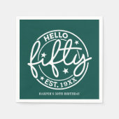 Serviette En Papier Vert Bonjour Cinquante-Anniversaire (Devant)