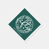 Serviette En Papier Vert Bonjour Cinquante-Anniversaire (Coin)