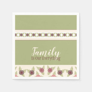 Serviette En Papier Vert Clair Et Rose Doux