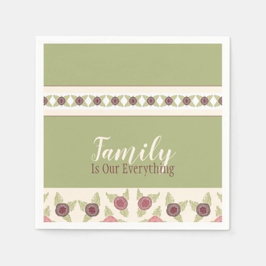 Serviette En Papier Vert Clair Et Rose Doux (Devant)