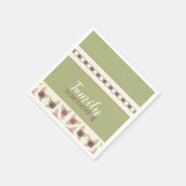 Serviette En Papier Vert Clair Et Rose Doux (Coin)