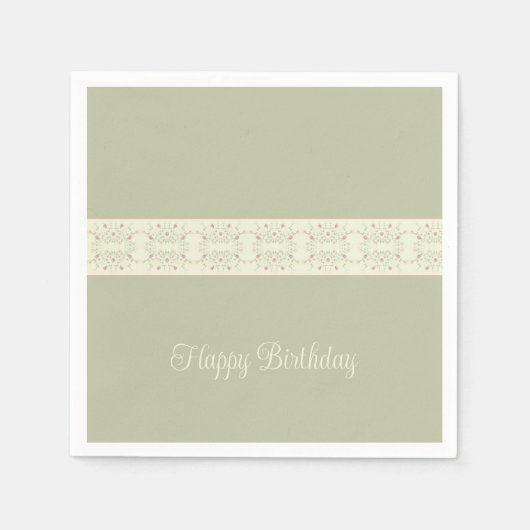 Serviette En Papier Vert Clair Et Rosé Rose (Devant)