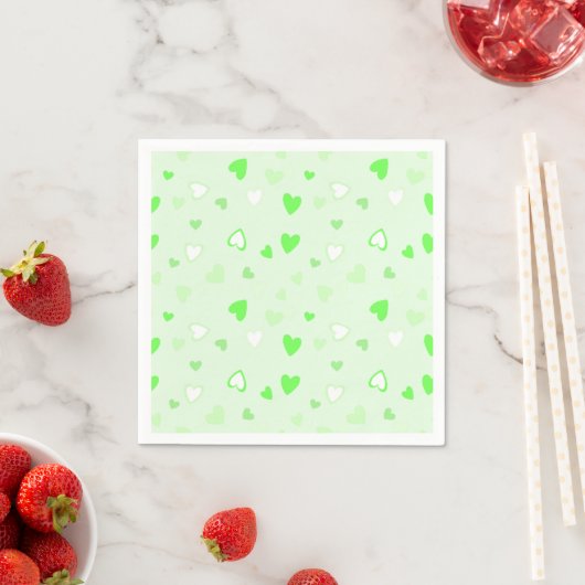 Serviette En Papier Vert Coeurs mignons (En situation)