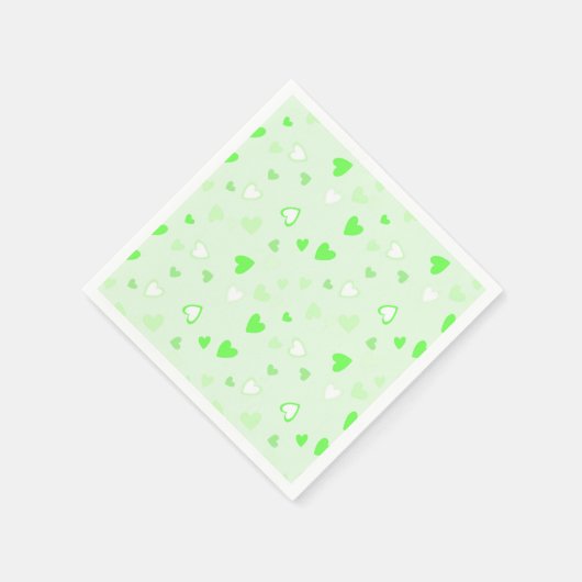 Serviette En Papier Vert Coeurs mignons (Coin)