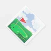 Serviette En Papier Vert de golf avec drapeau rouge et balle (Coin)