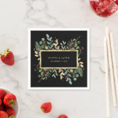 Serviette En Papier Vert doré Noir | Mariage de Noël (En situation)