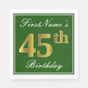Serviette En Papier Vert élégant, anniversaire d'or de Faux