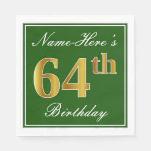 Serviette En Papier Vert élégant, anniversaire d'or de Faux