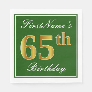 Serviette En Papier Vert élégant, anniversaire d'or de Faux