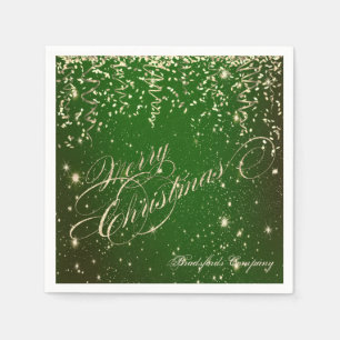 Serviette En Papier Vert élégant, Joyeux Noël ,Confettis dorés