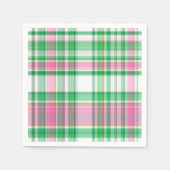 Serviette En Papier Vert émeraude, Rose Chaud, Madras blanc Preppy Pla (Devant)