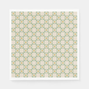 Serviette En Papier Vert esthétique À damiers tournesol Motif Y2K