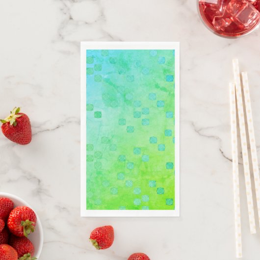 Serviette En Papier Vert et bleu Pois contemporain Motif (En situation)