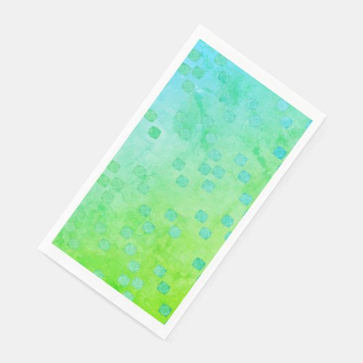 Serviette En Papier Vert et bleu Pois contemporain Motif (Coin)