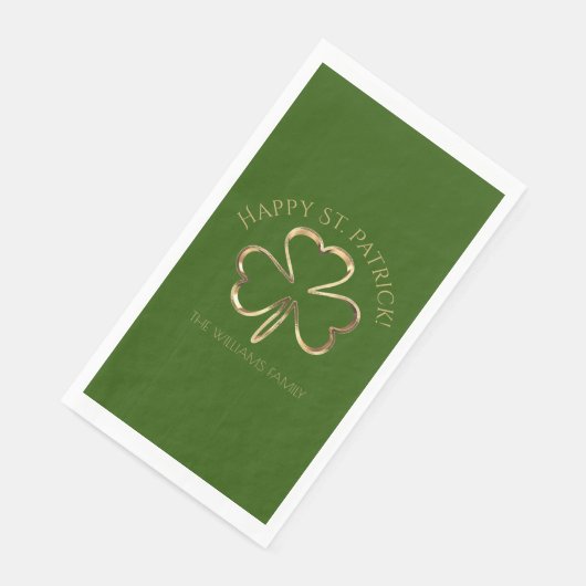 Serviette En Papier Vert et Or Trèfle Chanceux Saint-Patrick (Coin)