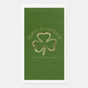 Serviette En Papier Vert et Or Trèfle Shamrock Saint-Patrick Joyeux