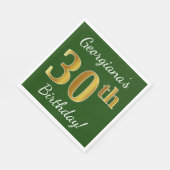Serviette En Papier Vert, Faux Gold 30e anniversaire + Nom personnalis (Coin)