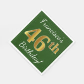 Serviette En Papier Vert, Faux Gold 46e anniversaire + Nom personnalis (Coin)