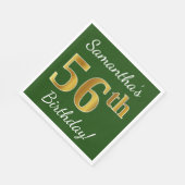 Serviette En Papier Vert, Faux Gold 56e anniversaire + Nom personnalis (Coin)
