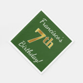 Serviette En Papier Vert, Faux Gold 7e anniversaire + Nom personnalisé (Coin)