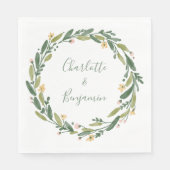 Serviette En Papier Vert Floral Aquarelle Verdure Mariage personnalisé (Devant)