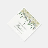Serviette En Papier Vert Floral Blanc Simple Baptême Moderne (Coin)