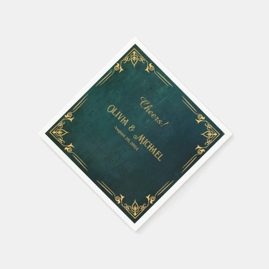 Serviette En Papier Vert foncé vintage (Coin)