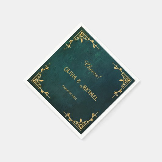 Serviette En Papier Vert foncé vintage (Coin)