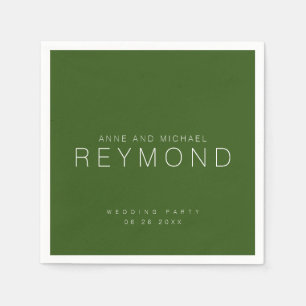 Serviette En Papier Vert forestier Mariage minimaliste