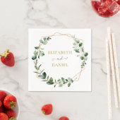 Serviette En Papier Vert géométrique or Eucalyptus Personnalisé (En situation)