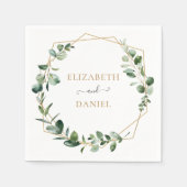 Serviette En Papier Vert géométrique or Eucalyptus Personnalisé (Devant)