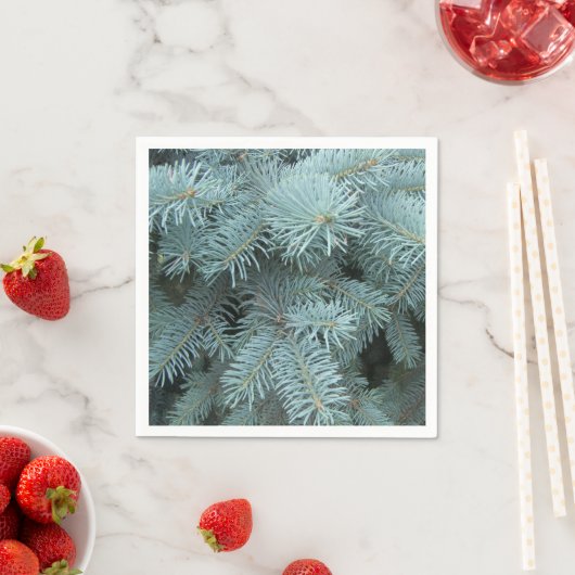 Serviette En Papier Vert gris épicéa bleu (En situation)