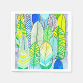 Serviette En Papier Vert Jaune mignon Moderne Tropical Boho Feuille (Devant)