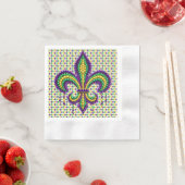 Serviette En Papier Vert jaune pourpre Mardi Gras fleur de lis (En situation)