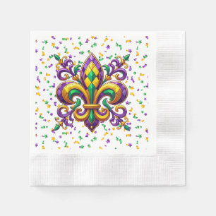 Serviette En Papier Vert jaune pourpre Mardi Gras fleur de lis