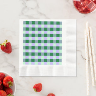 Serviette En Papier Vert & Lavande En vichy Rayures Karo Motif