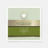 Serviette En Papier Vert mariage moderne (Devant)