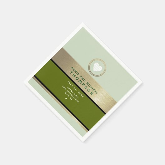 Serviette En Papier Vert mariage moderne (Coin)