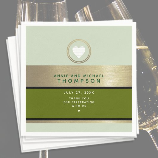 Serviette En Papier Vert mariage moderne