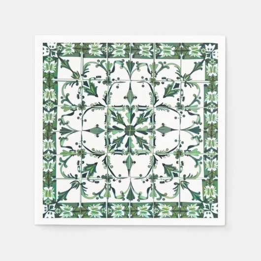 Serviette En Papier Vert, marocain, mosaïque, (Devant)